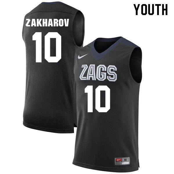 Youth #10 Pavel Zakharov Gonzaga Bulldogs College Basketball Jerseys Sale-Black